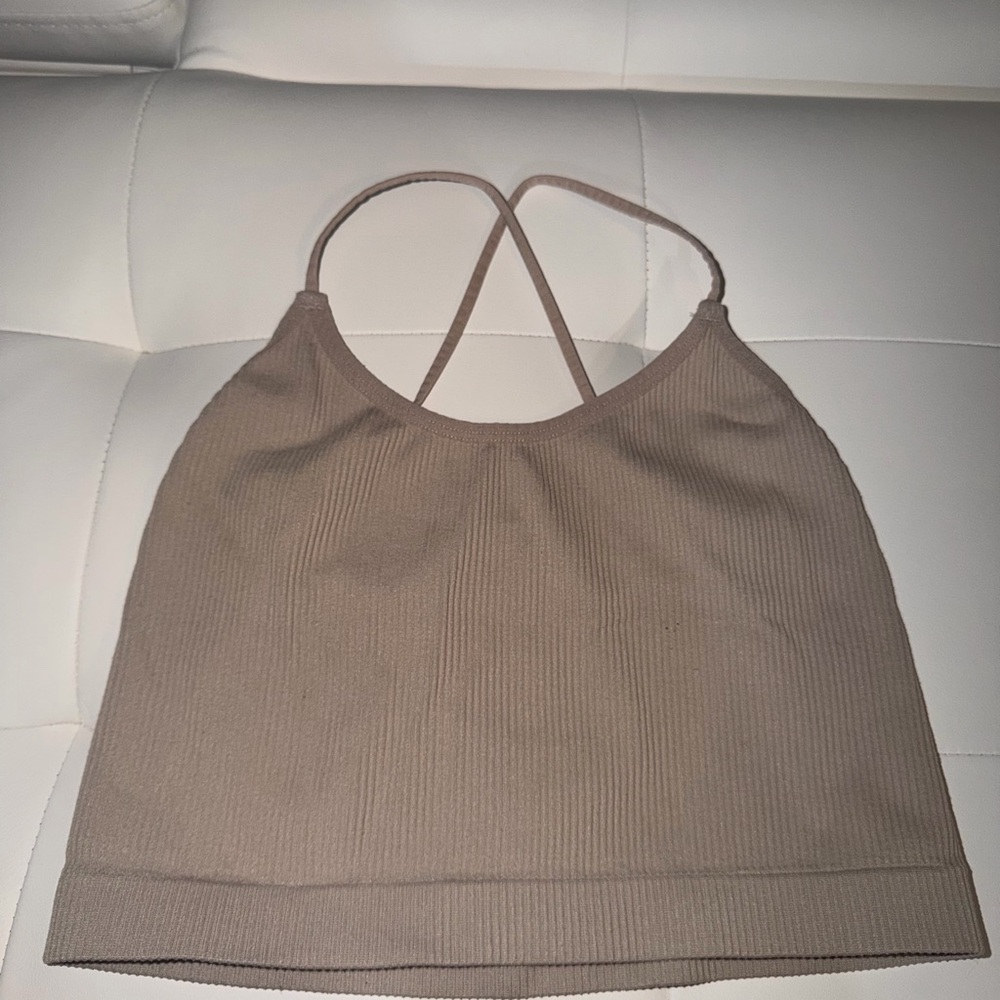 Colsie Cream Ribbed Crop Top - Picture 1 of 3